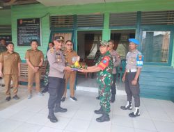 Wujud Sinergi TNI–Polri, Polsek Air Besar Beri Ucapan HUT TNI ke-80 di Koramil 1210-07
