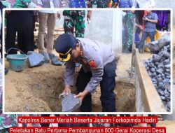 Kapolres Bener Meriah Beserta Jajaran Forkopimda Hadiri Peletakan Batu Pertama Pembangunan 800 Gerai Koperasi Desa Merah Putih di Kampung Reronga Kecamatan Gajah Putih