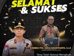 Kapolda Aceh Mengucapkan Selamat dan Sukses Kepada Kabid Humas Polda Aceh , KOMBES POL. Joko Krisdiyanto
