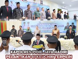 Kapolres Pidie Jaya Hadiri Pelantikan 81 Keuchik Terpilih, Pastikan Keamanan dan Dukung Pemerintahan Gampong yang Demokratis