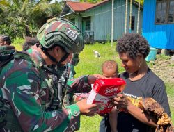 Pos Selal Satgas Yonif 751/VJS Gelar Bakti Sosial & Pengobatan di Kampung Beringin: “Bersama TNI Bahagia, Mari Saling Berbagi”