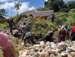 Satgas Pamtas RI PNG Kewilayahan YONIF 763/SBA Pos Aisyo Gelar Karya Bhakti