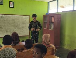 Anak Papua Cerdas Satgas Yonif 521/DY Bantu Tingkatkan Partisipasi Kegiatan Pendidikan