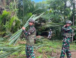 Menyambut Perayaan Natal Satgas Yonif 521/DY Dirikan Pondok dan Pohon Natal di Muaranawa