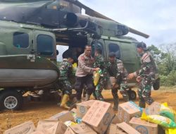 Akses darat putus, Helikopter MI – 17 TNI AD kirim bantuan lewat jalur Udara ke Kota Langsa