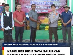 Kapolres Pidie Jaya Menyerahkan Secara Langsung Bantuan dari Paguyuban Tathya Dharaka Akpol 2005
