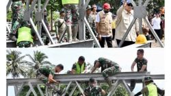 Presiden Prabowo Didampingi Gubernur Aceh Menuju Kabupaten Bireuen Meninjau Pembangunan Jembatan Bailey Teupin Mane