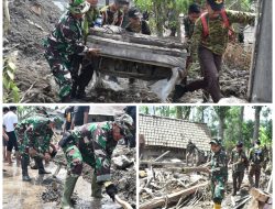 Semangat Hari Juang Kartika ke-80: Kodim 0818/Malang-Batu ‘Turun Gunung’ Bersihkan Sisa Erupsi Semeru di Supiturang