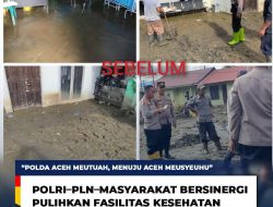 Polri Bersama PLN dan Masyarakat Melaksanakan Gotong royong
