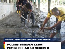 Polres Bireuen Lakukan Pembersihan Intensif SD Negeri 11 Peusangan Pascabanjir