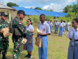 Tumbuhkan Jiwa Nasionalisme dan Rasa Cinta Tanah Air, Satgas Yonif 643/Wns Berikan Sosialisasi Wawasan Kebangsaan dan Bela Negara