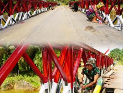 Danrem 022/PT Tinjau Jembatan Bailey Penghubung Dua Kecamatan di Kabupaten Langkat