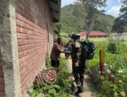 Binter Sikap Ramah Tamah TNI Satgas Yonif 521/DY di Kampung Bolakme