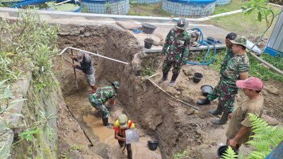 TNI Rakyat Kolaborasi Bangun Jembatan Gantung Garuda