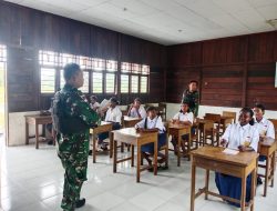 Kepedulian Satgas Yonif 410/Alugoro Terhadap Perkembangan Pendidikan di Sekitar Pos