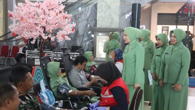 Peringati HUT Ke 80 Persit KCK Kodim Sleman Gelar Donor Darah