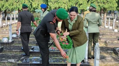 Dandim Palembang DAN Ketua Persit KCK Cabang XLII Kodim 0418/Palembang Hadiri Ziarah Rombongan HUT Kodam II/Sriwijaya