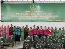 Setetes Darah Sejuta Harapan, Peringati HUT Persit Ke 80 Kodim 0808 Blitar Gelar Donor Darah