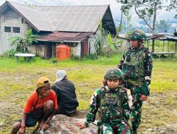 Binter Meringankan Beban Masyarakat Satgas Yonif 521/DY di Distrik Apalapsili