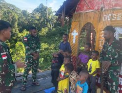 Satgas Pamtas Yonif 763/SBA Pos Joshiro Gelar Kegiatan Pembelajaran Alkitab Untuk Anak-Anak di Kampung Arsmin