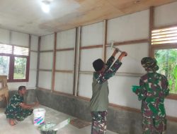 TNI Peduli Sosial, Lanjutkan Pengecatan Rumah Dhuafa di Desa Tutong