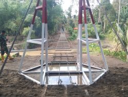 Pelan Tapi Pasti, Jembatan Gantung Garuda di Sawang Dibangun TNI Mulai Menunjukkan Hasil