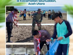 Mahasiswa STIK Angkatan 83 Laksanakan Kegiatan Bersih-Bersih Pantai Bersama TNI dan Warga di Kecamatan Seunuddon Aceh Utara