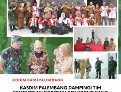 Kasdim 0418/Palembang Dampingi Tim Kementerian Koperasi Cek KDKMP yang Capai 100 Persen di Kota Palembang