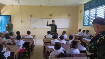 Pos Kimaam Satgas Kewilayahan Yonif 123/Rajawali Gelar Kegiatan GADIK di SD Inpres Distrik Kimaam Merauke