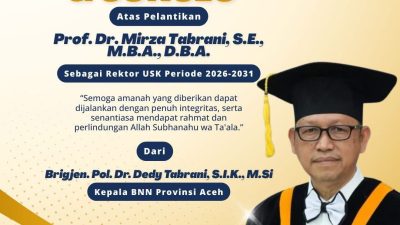 BNNP Aceh Ucapkan Selamat kepada Prof. Mirza Tabrani atas Pelantikan sebagai Rektor USK