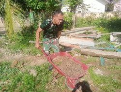 Gotong Royong Tanpa Batas, Danramil 04/Muara Batu Pimpin Kurve Pembenahan Pangkalan