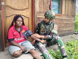 Berbakti untuk Negeri, Satgas Yonif 521/DY Berikan Pelayanan Gratis kepada Masyarakat Distrik Kurima