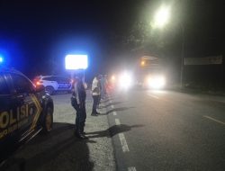 Sat Lantas Polres Batu Bara Gelar Patroli Blue Light di Jalinsum Pos Lantas Lima Puluh