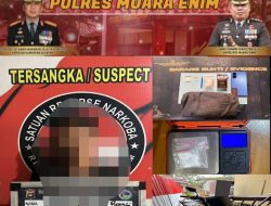 Dua Operasi Satu Hari, Satresnarkoba Polres Muara Enim Bekuk Pengedar Sabu di Gunung Megang dan Belimbing