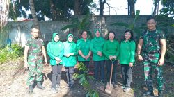 Sambut HUT ke-80, Persit Cabang LXII Kodim 1310/Bitung Gelar Aksi Gerakan Indonesia Asri dan Penanaman Pohon
