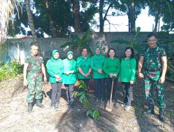 Sambut HUT ke-80, Persit Cabang LXII Kodim 1310/Bitung Gelar Aksi Gerakan Indonesia Asri dan Penanaman Pohon