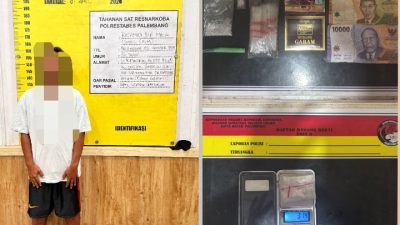 Buang Sabu Saat Digerebek di Lorong Kenari, Tersangka di 9 Ilir Palembang Tak Bisa Mengelak