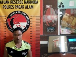 Polres Pagar Alam Bekuk Kurir Sabu di Kontrakan, Amankan Barang Bukti Jenis Shabu 1,15 gram