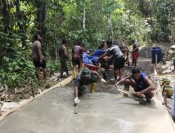 TMMD ke-128 Kodim 1801/Manokwari Cor Jalan 600 Meter di Kampung Tanah Rubuh, Percepat Akses dan Ekonomi Warga