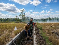 Jaga Produktivitas Pertanian, Babinsa dan Warga Normalisasi Saluran Irigas