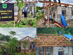 Satgas TMMD Ke-128 Kodim 1801/Manokwari Mulai Pasang Atap Seng Rumah