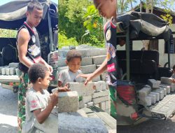 TMMD Ke-128 Kodim 1801/Manokwari, Bangkitkan Jiwa Kebersamaan Anak-Anak Ikut Gotong-royong Bangun Kampung
