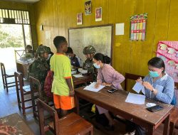 Sinergi TNI Papua Sehat, Satgas Yonif 521/DY Bersama Puskesmas Gelar Pemeriksaan Malaria dan Pengobatan bagi Pelajar di Distrik Airu