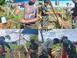 Pembuatan Kolom Besi Beton Pagar Gereja Jadi Sasaran TMMD Ke-128 Kodim 1801/Manokwari