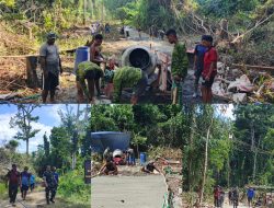 TMMD Ke-128 Kodim 1801/Manokwari Laksanakan Pengecoran Jalan Capai 62 Persen