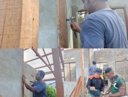 Pembangunan RTLH TMMD Ke-128 Kodim 1801/Manokwari Masuk Tahap Pemasangan Pilar