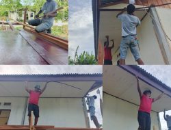 Satgas TMMD Lakukan Pemasangan Lis Plafon