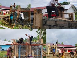 Kerja Sama Solid, Satgas TMMD Ke-128 Kodim 1801/Manokwari Sigap Lakukan Pengecoran Bak Penampungan Air Bersih