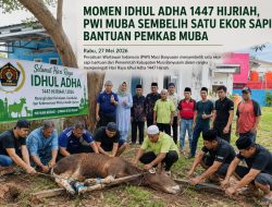 Momen Idhul Adha, PWI Muba Sembelih Satu Ekor Sapi Bantuan Pemkab Muba