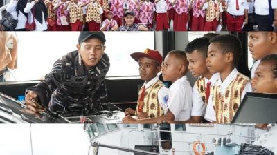 Usai Kunjungan ke Kapal Perang TNI AL, Pelajar SDN 13 Sorong Ingin Menjadi Prajurit TNI AL